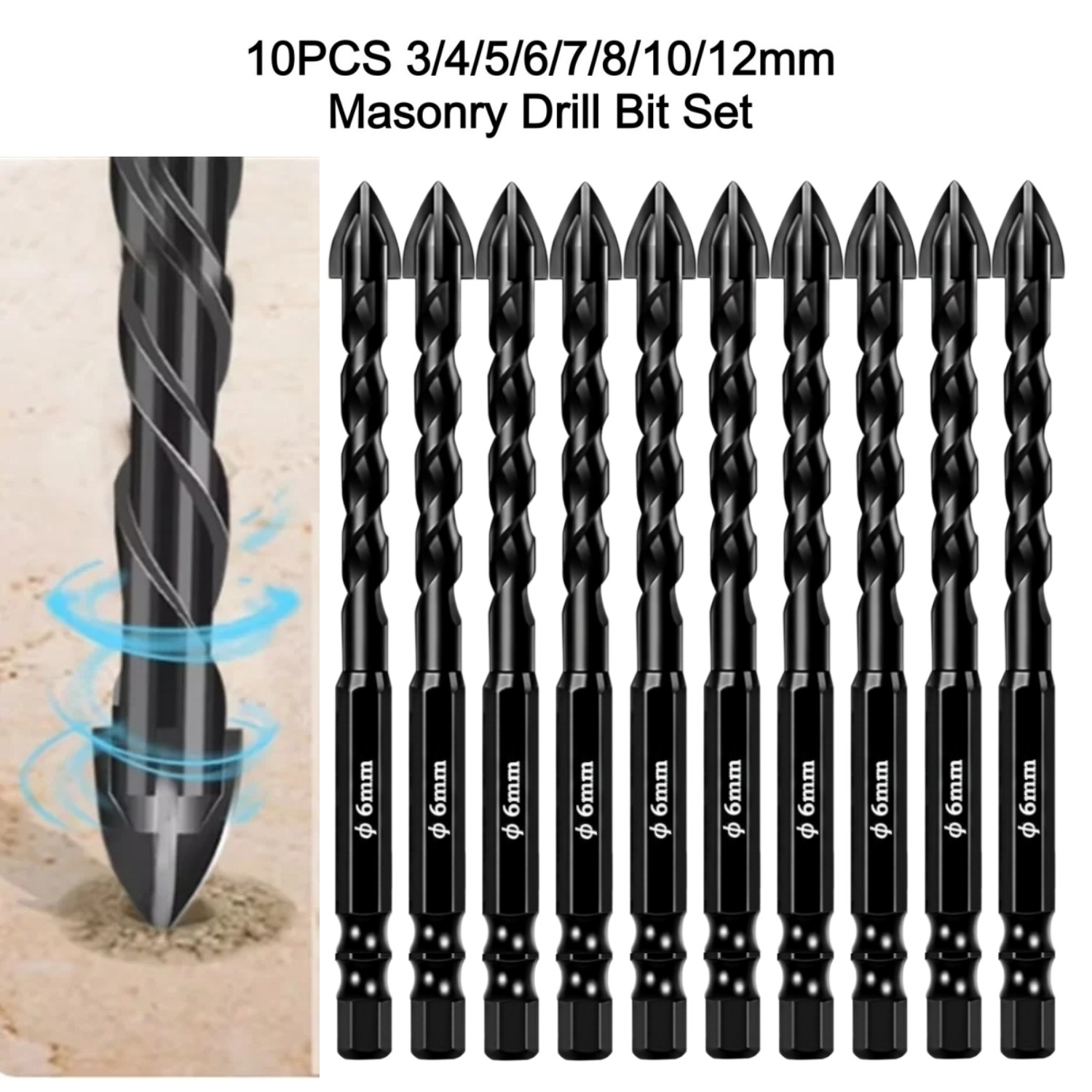 ชุดดอกสว่านไขว้หกเหลี่ยม 10 ชิ - Power Tools Kobalt บทวิจารณ์และราคา